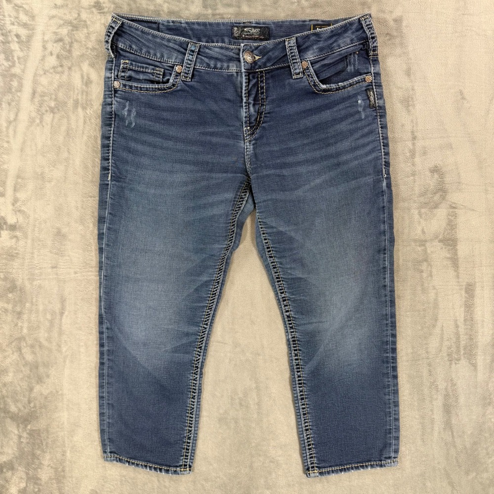 Silver Jeans Suki Mid Capri Joga Jeans Women's Size 34 - 34x24 Blue Medium Wash